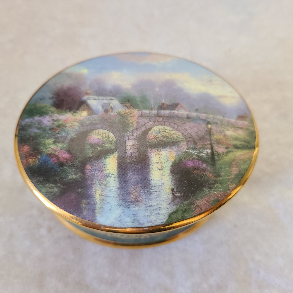 Scenic Decorative Box with Gold Trim